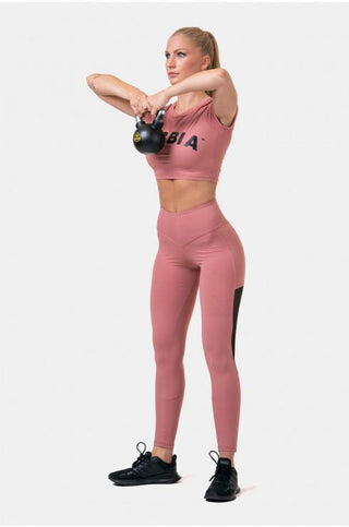 Nebbia Short Sleeve Sporty Crop Top - Old Rose - Urban Gym Wear