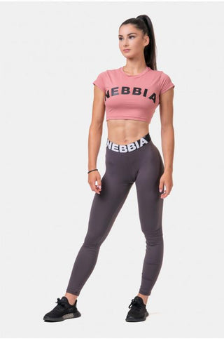 Nebbia Short Sleeve Sporty Crop Top - Old Rose - Urban Gym Wear