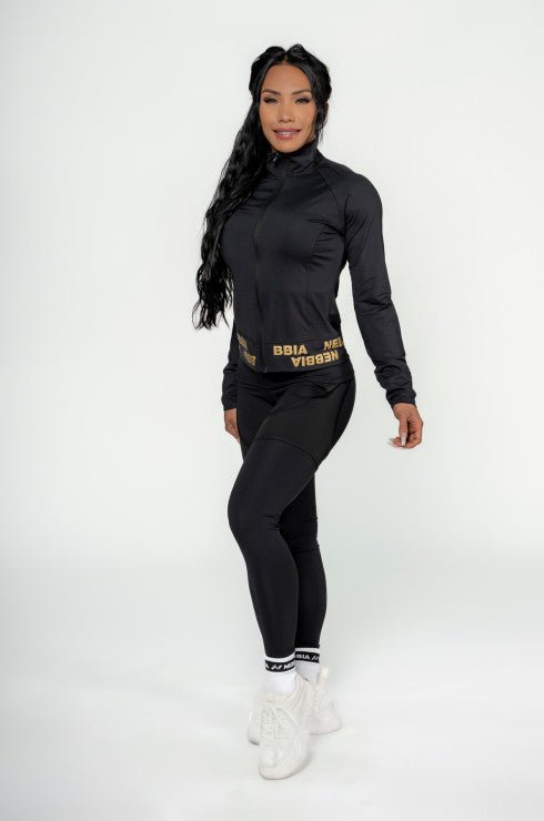 Nebbia Zip-Up Jacket Intense Warm-Up Black/Gold Urban Gym Wear