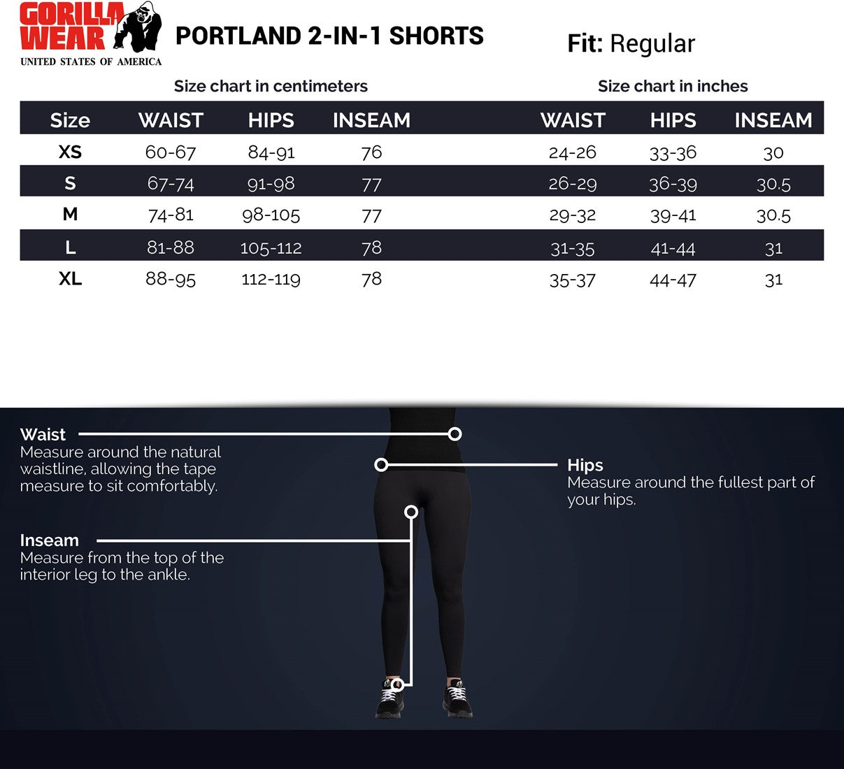 Gorilla Wear Portland 2-In-1 Shorts - Black