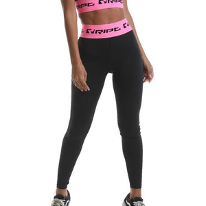 RIPT Performance Branded High Waist Leggings - Black-Pink - Urban Gym Wear