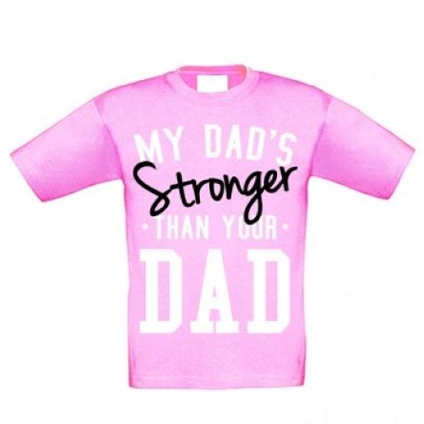 Samson Athletics My Dads Stronger Than Your Dad Candy Pink Kids Tee - Urban Gym Wear