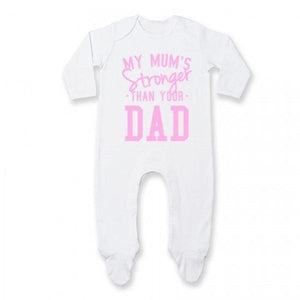 Samson Athletics My Mums Stronger Than Your Dad - Pink Sleep Suit - Urban Gym Wear