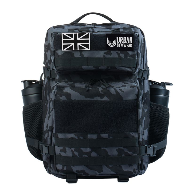 Urban Gym Wear Tactical Backpack 25L - Black/Grey Camo - Urban Gym Wear