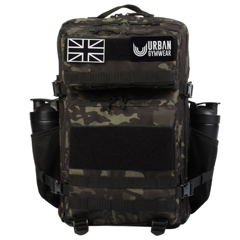 Urban Gym Wear Tactical Backpack 45L - Black Camo Print - Urban Gym Wear